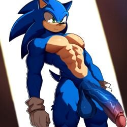 ai_generated big_penis large_penis long_penis male male_only muscles muscular muscular_male seductive solo solo_male sonic_(series) sonic_the_hedgehog sonic_underground veins veins_on_dick veiny_penis