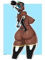 1girls ass astraph big_ass big_breasts blizzard_entertainment breasts dark-skinned_female dark_skin fat_ass female indian indian_female nipples overwatch solo symmetra thick_thighs thighs