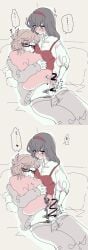 blush clothed_female clothed_male cuddling cuddling_handjob cum cumming_from_handjob cute ejaculation female femboy_on_female glasses male masturbation nekun_(artist) wholesome