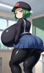 1girls ai_generated big_ass big_breasts breasts_bigger_than_head curvaceous curvy curvy_figure enormous_breasts ftggtgg gigantic_breasts green_eyes green_hair hat huge_ass huge_breasts hyper_breasts large_breasts massive_breasts nintendo pokemon rainbow_rocket_grunt school school_uniform schoolgirl smug smug_face solo solo_female solo_focus team_rainbow_rocket_grunt_(female) team_rocket_grunt team_rocket_grunt_(female) thick_thighs