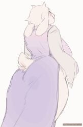 animated anthro anus bovid caprine clothing female goat hi_res mammal presenting solo strawberry_lynx toriel undertale_(series) undressing wide_hips