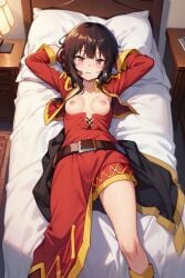 1girls ai_generated bed female female_only kono_subarashii_sekai_ni_shukufuku_wo! megumin on_back on_bed small_breasts