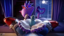 16:9 4k 5_toes absurd_res anthro bed bedroom blaze_the_cat blush bodily_fluids claws duo eulipotyphlan feet female first_person_view foot_fetish foot_play footjob furniture genital_fluids genitals hi_res looking_at_viewer looking_back male male/female mammal milkmeister3d penis precum sega sex soles sonic_the_hedgehog sonic_the_hedgehog_(series) sonic_the_werehog sonic_unleashed toe_claws toes werecreature wereeulipotyphlan werehog widescreen