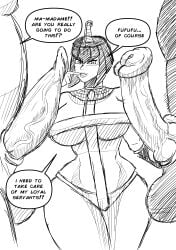 albus_(skullgirls) anthro big_breasts big_penis bird canine dialogue eliza_(skullgirls) english_text female horace_(skullgirls) male mrestella skullgirls thick_thighs video_games wip