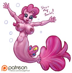 1girls alpha_channel alternate_species anthro anus arms_spread big_breasts breasts bubble english_text female female_only friendship_is_magic furry humor looking_at_viewer marine merfolk my_little_pony my_little_pony_the_movie navel nipples nude patreon pinkie_pie_(mlp) pun pussy sea_pony simple_background sketch smile smudge_proof solo straight_hair text transparent_background underwater water white_background