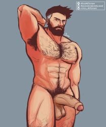 armpit_hair erection gay hairy_male male male_focus male_only marvel_rivals muscular_male pubic_hair reed_richards uncut