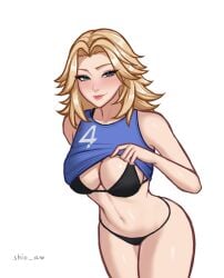 1girls absurd_res breasts cleavage female female_only hi_res invisible_woman invisible_woman_(marvel_rivals) large_breasts light-skinned_female light_skin looking_at_viewer marvel marvel_rivals shio_aw sue_storm thighs thong white_background