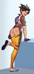 1girls 2d 2d_(artwork) 2d_artwork anus ass drawn female female_only overwatch povy pussy solo tracer