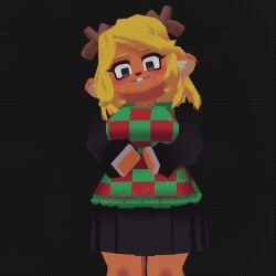 2025 3d 3d_(artwork) 3d_model 3d_render 4shy anthro antlers artist_request blonde_hair blush bottomwear breasts brown_body brown_fur buckteeth deer deltarune digital_media_(artwork) mammal minecraft new_world_deer noelle_holiday patreo patreon_only_post reindeer simple_background skirt topwear undertale_(series)