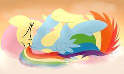 2girls 69_position blush closed_eyes cloud cub cunnilingus dtcx97 equine feathered_wings feathers female feral fluttershy_(mlp) friendship_is_magic hair horse mammal multicolored_hair my_little_pony oral pegasus pink_hair pony rainbow_dash_(mlp) sex vaginal_penetration wings young yuri