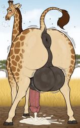 ai_generated big_ass big_balls big_penis cum dripping_cum excited feral feral_only futa_only futanari giraffe horsecock huge_balls huge_cock nervous quadruped solo