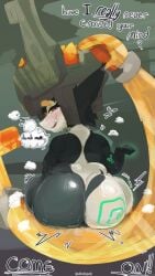 1girls ass cute_fang dialogue female grin imp_midna looking_back midna naughty_face nintendo onibologna pointy_ears pov shortstack text the_legend_of_zelda thick_thighs twilight_princess