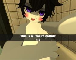 :3 ac0ustix anthro bathroom black_hair cute garry's_mod goth_girl huge_breasts niruma nude nude_female sabrean selfie shark shark_girl short_hair shower showering snapchat standing teasing teasing_viewer text text_box tongue tongue_out vrchat