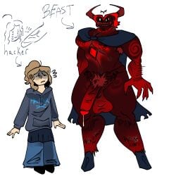 balls beast beast_(flee_the_facility) clothed female flee_the_facility fully_clothed hacker luvpuppy3 massive_penis monster nipple_piercing nude penis roblox roblox_game robloxian self_upload size_difference standing tagme