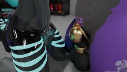 3d absurd_res animal_dildo animal_genitalia animal_sex_toy anthro bad_dragon ball_stretcher black_body blender_(artwork) blender_eevee_(artwork) blue_markings blue_penis bodily_fluids canid canine canine_dildo canis chastity_cage chastity_device digital_media_(artwork) dildo domestic_dog dragon duo fully_sheathed fur genital_fluids genitals glowing glowing_markings grey_body grey_fur hi_res husky inside kinktober kinktober_2025 kneeling knot knotted_dildo lube_bottle male male/male mammal markings mythological_creature mythological_scalie mythology nordic_sled_dog on_ground penis penis_tip pink_penis precum precum_string pubic_tattoo purple_body purple_fur scalie sex_toy sheath silentdragon somesnowleopard spitz tattoo