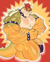 2026 anthro armband ass barazoku barely_contained biceps big_bulge big_muscles big_penis bottomwear bowser bracelet bulge censored claws clothed clothing collar deltoids detailed_bulge egg_concept emanata erection erection_under_clothing eyebrows flexing flexing_bicep genital_outline genitals hair hand_on_arm hi_res horn huge_bulge huge_cock huge_muscles humanoid_genitalia humanoid_penis ineffective_censorship jewelry kemono koopa looking_at_viewer male manly mario_bros motion_lines muscular muscular_anthro muscular_arms muscular_male nintendo pecs penis penis_base penis_outline penis_squish quads red_background scales scalie shell simple_background skimpy solo spiked_armband spiked_bracelet spiked_collar spiked_shell spiked_tail spikes spikes_(anatomy) squish standing tail thick_arms thick_penis thick_thighs tight_bottomwear tight_clothing topless topless_anthro topless_male triceps vein watermark