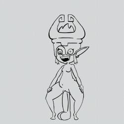 1girls animated belly bouncing dildo dildo_in_pussy female gif hand_on_thigh midna monochrome no_color the_legend_of_zelda twilight_princess