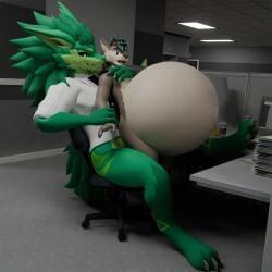 3d_(artwork) absurd_res anal anal_sex anthro belly big_belly big_penis bodily_fluids canid canine canis clothed clothing cock_warmer cum cum_inside digital_media_(artwork) dominant dominant_male dragon duo erection fur furniture furred_dragon furred_scalie genital_fluids genitals goblin_booger_snort hair hi_res huge_belly hyper hyper_belly illum illum_but_dark inflation larger_dom larger_male living_condom male male/male male_penetrated male_penetrating male_penetrating_male mammal mythological_creature mythological_scalie mythology nardoragon nude office penetration penile penile_penetration penis penis_clothing scalie sex size_difference smaller_penetrated smile submissive submissive_male table tail topwear wolf