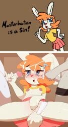 1girls 2boys 2d 2d_animation animated anthro blush bunny_ears cum cum_on_face fingering_self freckles handjob instant_loss instant_loss_2koma masturbation mp4 n0nnny no_sound nonnny_art oc original original_character someone_else's_oc spread_legs tagme tail text video