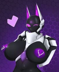 1girls big_breasts black_breasts breasts female female_focus female_only happy happy_female hexagonal_pattern nipple_piercing nipples purple_nipples robot robot_girl tagme venus_(zzvinniezz) zzvinniezz