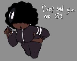 1girls afro audra_(stormtm) breasts dark_skin dark_skinned_female female female_only oc original_character pointing pointing_down stormtm tagme thighhighs thighs
