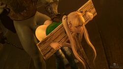 3d animated ass bent_over blonde_hair bondage bound darktronicksfm dead_or_alive erection female from_behind glasses long_hair male marie_rose no_sound penis pillory restrained source_filmmaker stocks straight twintails varsity_jacket video