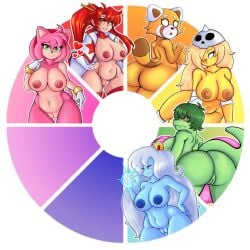 6girls adventure_time aggretsuko amy_rose anthro ass baryonyx big_breasts big_butt blue_body blue_skin blush breasts bronwyn cartoon_network cavemanon_studios color_wheel_challenge crossover crown davidga12rg dinosaur eyebrow_through_hair eyebrows female freckled_butt freckles frown fur genitals goodbye_volcano_high green_body green_eyes green_hair green_scales grey_eyes hair hand_on_hip headgear hi_res huge_breasts humanoid humanoid_genitalia humanoid_pussy i_wani_hug_that_gator! i_wanna_hug_that_gator ice_queen large_breasts long_hair looking_at_viewer looking_back looking_back_at_viewer mammal nervous nipples non-mammal_breasts not_furry nude nude_anthro nude_female olivia_halford pink_fur prehistoric_species pussy rear_view red_hair reptile retsuko scales scalie shy simple_background smile snoot_game solo sonic_(series) space_yoko spinosaurid tail tengen_toppa_gurren_lagann theropod thick_thighs thighs translucent translucent_hair white_hair wide_hips yellow_eyes yellow_sclera yoko_littner