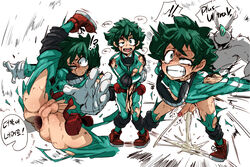 2boys ahe_gao anal blood color crying cum cum_explosion cum_in_ass cum_while_penetrated deku dialogue doppel doppel_(pixiv) english_text fucked_silly gaping gay hero_outfit_(mha) izuku_midoriya izuku_midoriya_(hero_outfit) korean_text male male_only my_hero_academia penis rough sex text yaoi