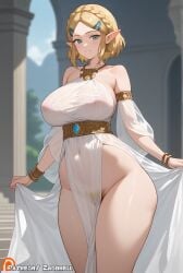 1girls ai_generated ass ass_focus big_ass big_breasts breasts cameltoe dress female huge_breasts nude nude_female outdoors panties pubic_hair solo solo_female standing the_legend_of_zelda underwear white_dress white_panties zadbhell zelda zelda_(breath_of_the_wild) zelda_(tears_of_the_kingdom)