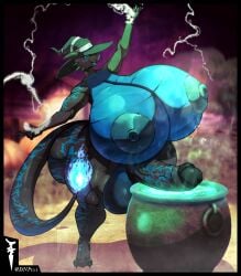 anthro balls big_breasts big_penis black_body blue_body blue_skin breasts dnp101 dragon erection femshade futanari genitals gynomorph halloween hi_res holidays huge_breasts huge_cock humanoid_genitalia humanoid_penis hyper hyper_breasts hyper_genitalia hyper_penis intersex magic_user mythological_creature mythological_scalie mythology nightshade_(dragonofdarkness1992) nipples nude penis scalie solo tail thick_thighs witch