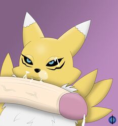 after_sex ambiguous_gender anthro big_penis canine cum cum_on_face digimon disembodied_penis duo erection human_on_anthro humanoid_penis infinityf male male/ambiguous male_human/female_anthro male_on_anthro mammal penis renamon unseen_male_face vein veiny_penis