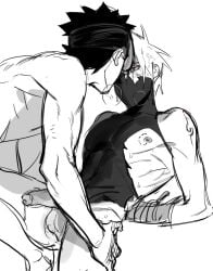 bite_mark bondage gay hatake_kakashi kakashit_hatake male male_only naruto naruto_(series) penis restrained tied_up torn_clothes uchiha_obito yaoi