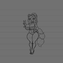 anthro arsfromnowhere_(artist) big_breasts fox fox_ears furry huge_breasts krystal_(dogzeela) monster_girl sketch