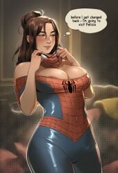 1girls ai_generated big_ass big_breasts big_thighs breasts curvaceous curvy curvy_figure digital_media_(artwork) female genderswap_(mtf) hips hourglass_figure huge_ass huge_breasts huge_thighs large_ass large_breasts large_thighs legs light-skinned_female light_skin marvel marvel_comics mature mature_female peter_parker petra_parker phophopho rule_63 slim_waist spider-man spider-man_(series) spider-woman thick thick_hips thick_legs thick_thighs thighs voluptuous waist wide_hips wide_thighs