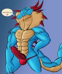 anthro capcom clothing daikuhiroshiama dialogue lagiacrus leviathan male male_only monster_hunter penis scalie solo thong video_games