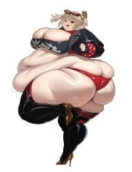 ass breasts burnice_white fat_ass fat_butt fat_female fat_fetish female looking_at_viewer looking_back obese open_mouth plus_size softon ssbbw zenless_zone_zero