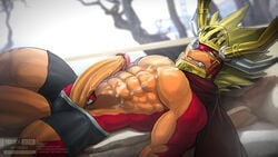 2016 abs armor balls big_penis boxers_(clothing) bridge cape clothing cum cum_on_chest cum_on_face cum_on_self cum_on_stomach dragon dripping drum_(buddyfight) drum_bunker_dragon embarrassed fangs future_card_buddyfight half-closed_eyes helmet looking_at_viewer male male_only muscular muscular_male pecs penis poking_out public sky small_balls sofa solo thick_penis thick_thighs todex tree underwear vein veiny_penis