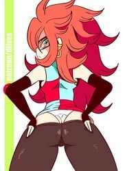 1girls android_21 android_21_(human) animated anus ass brown_hair dat_ass diives dragon_ball dragon_ball_fighterz exposed_ass exposure female female_only glasses huge_ass looking_at_viewer looking_back no_sound panties pants_down patreon presenting pussy shorter_than_10_seconds shorter_than_30_seconds solo undressing video