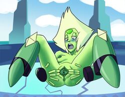 anus blush breasts female limb_enhancers on_back open_mouth peridot_(steven_universe) pussy solo spread_legs spread_pussy steven_universe tagme visor