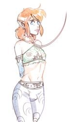 1boy androgynous areola bondage breath_of_the_wild bulge canon_crossdressing collar crossdressing detached_sleeves femboy gerudo_link gerudo_sirwal gerudo_top girly hoop_earrings hourglass_figure hylian leash link link_(breath_of_the_wild) male male_only malesub nipple_bulge nipples pointy_ears see-through sissy tagme the_legend_of_zelda trap