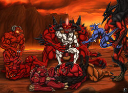 10boys 2016 abs anal anal_sex anthro anubian_jackal anus areku ass aurati balls baron_of_hell_(doom) big_muscles big_penis big_thighs black_penis blue_eyes canine claws crossover demon detailed_background diablo diabolos digital_media_(artwork) doom dragon erection fury group group_sex guardian hell heroes_of_the_storm hi_res horns humanoid_penis isaac jackal kevindragon male mammal membranous_wings muscular_male nipples nude open_mouth orgy penetration penis pinky_(doom) pyros scalie sex square_enix teeth tongue tongue_out ultima video_games wings yaoi