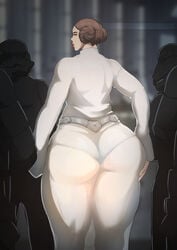 a_new_hope ass big_ass brown_hair dat_ass donaught female huge_ass looking_at_viewer looking_back panties presenting presenting_hindquarters princess_leia_organa public see-through solo_focus star_wars thick_thighs venus_body voluptuous