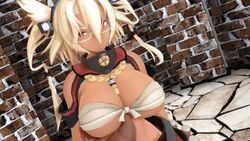 16:9 1boy 1girls 3d animated blonde blush bouncing_breasts breasts dark-skinned_female dark-skinned_male dark_skin erect_nipples eringi_mmd female hair_ornament hairband huge_breasts human kantai_collection large_filesize male megane mikumikudance mmd musashi_(kantai_collection) nipples no_sound pink_nipples red_eyes short_hair straight striped tied_hair video