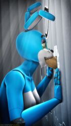 2017 3d animatronic anthro bathroom blowjob bonnie_(fnaf) breasts cum cum_in_mouth cum_inside doctorpurple2000 english_text erection fellatio female five_nights_at_freddy's glory_hole graffiti hair hi_res lagomorph machine mammal nude oral penis rabbit robot rule_63 sex simple_background smile source_filmmaker straight text toy_bonnie_(fnaf) video_games