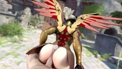 3d alternate_costume animated ass big_ass blender blizzard_entertainment blonde_hair buttjob covered_buttjob eichenwalde_(map) erection female fortune_mercy its-gergless lunar_new_year_series male mercy overwatch penis pov sound straight video