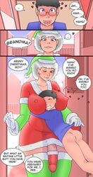 ass big_breasts big_penis bottomless breasts english_text excited futa_with_male futanari gilf glasses grandmother grandmother_and_grandson grandson highres intersex male mature milf nobody_in_particular old_woman penis tagme text wrinkles