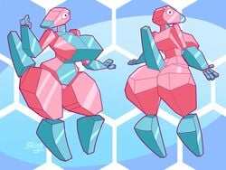 1girls anthro anthrofied ass breasts eyelashes female furry furry_only hi_res huge_breasts jaeh nintendo pokémon_(species) pokemon pokemon_rgby porygon simple_background solo thick_thighs video_games wide_hips