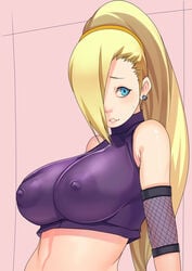 10hmugen 1girls blonde_hair blue_eyes female female_only ino_yamanaka naruto nipples_visible_through_clothing solo solo_focus