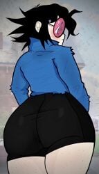 1girls anus anus_outline asian asian_female ass big_ass big_butt black_hair bottom_heavy bubble_ass bubble_butt busty chubby chubby_female clothed dat_ass fat fat_ass female from_behind gorillaz noodle_(gorillaz) overweight pink-tinted_eyewear redraw shellzzz slightly_chubby sunglasses thick thick_ass thick_thighs tight_clothing tight_fit tinted_eyewear