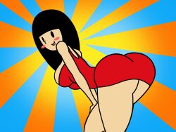 1girls ass black_hair cocktail_dress female girl_(rhythm_heaven_fever) leaning_forward looking_back nintendo rhythm_heaven rhythm_heaven_fever rhythm_tengoku sleepiitreat smile upskirt